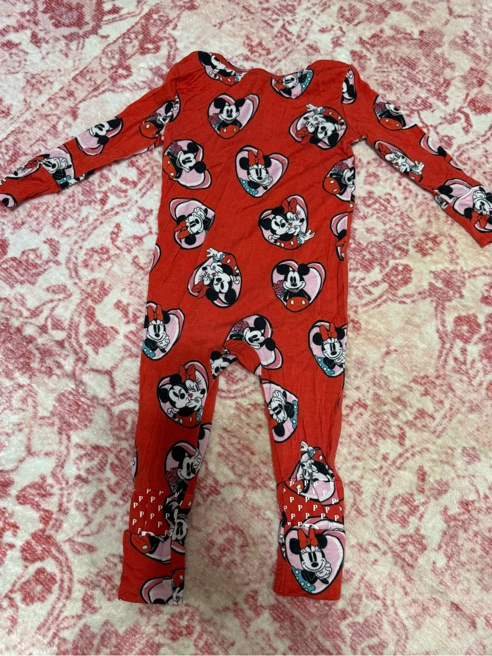 Disney Posh Peanut Red Minnie Mouse Heart Print One-Piece Sleeper